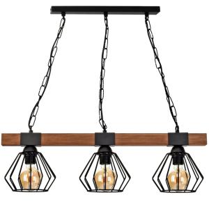 Lampa wisząca ULF BLACK / WOOD 3xE27 60W | MLP6193 Milagro
