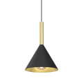 Stylowa lampa wisząca PERU z czarno złotym stożkowym kloszem gwint E27 do sypialni MLP0977 Milagro