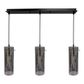 Lampa wisząca PADOVA eleganckie szklane dymione klosze 3xE27 ML1073 Milagro