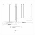 Lampa wisząca z trzema złotymi ringami LED PRECIOSA 158W akrylowe kryształki ML1001 Milagro