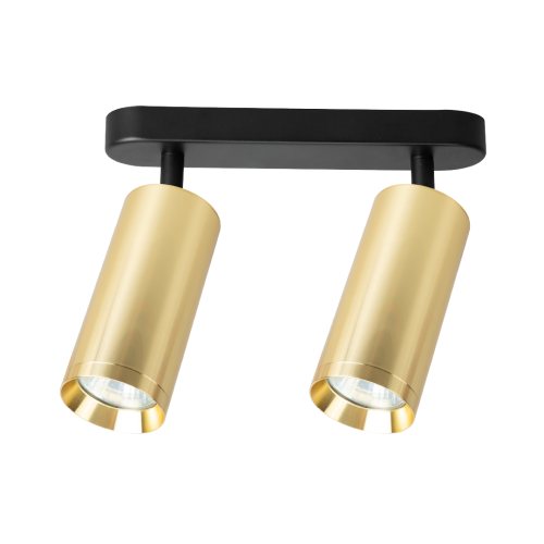 Lampa sufitowa MICA SPOT z dwoma ruchomymi spotami czarno złota do jadalni 2xGU10 ML1146 Milagro