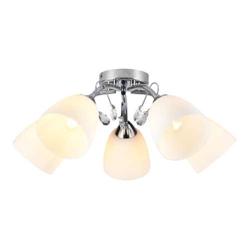Lampa sufitowa PIREUS chrom 5xE27 szklane klosze do salonu ML1276 Milagro