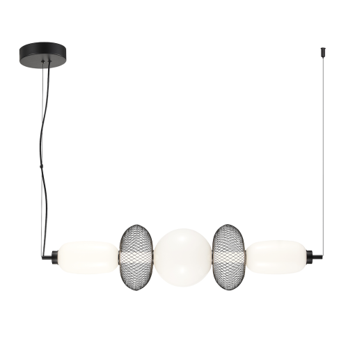 Subtelna lampa wisząca ARAME LED 32W poprzeczna szklano druciane klosze nad blat ML1434 Milagro
