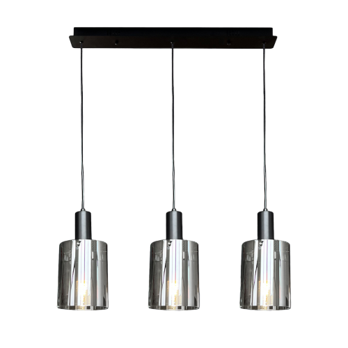 Lampa wisząca Arcadia czarna podsufitka trzy szklane klosze zwisy na E27 ML1819 Milagro