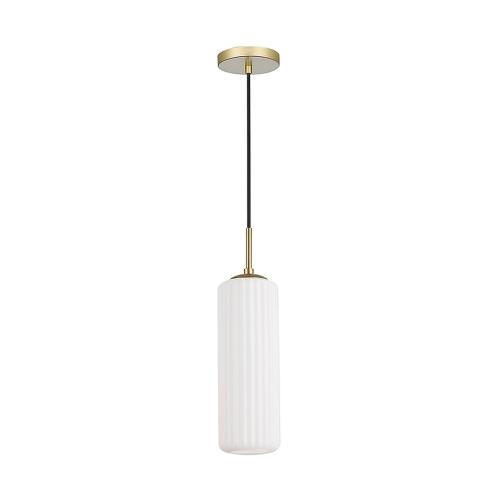 Zwis lampa wisząca VESTA, szklany mleczny klosz nad stół, złota rozeta 1xE27 ML1803 Milagro