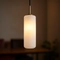 Zwis lampa wisząca VESTA, szklany mleczny klosz nad stół, złota rozeta 1xE27 ML1803 Milagro