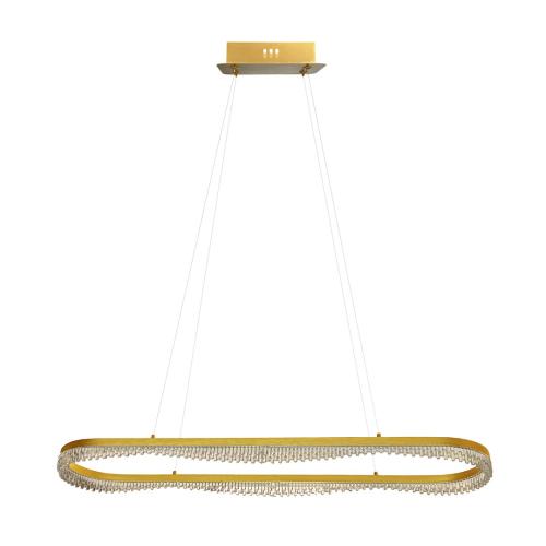 Stylowa lampa wisząca PRECIOSA LED 4000K 45W złota z akrylowymi kryształkami nad stół ML1868 Milagro