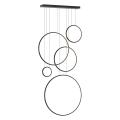 Lampa wisząca SATURNO czarna pięć świetlnych pierścieni LEW 100W 4000K do holu antresoli ML2324 Milagro