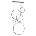 Lampa wisząca SATURNO czarna pięć świetlnych pierścieni LEW 100W 4000K do holu antresoli ML2324 Milagro