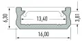Profil aluminiowy srebrny typ D 2m + klosz mleczny EKPR0088 Eko-Light