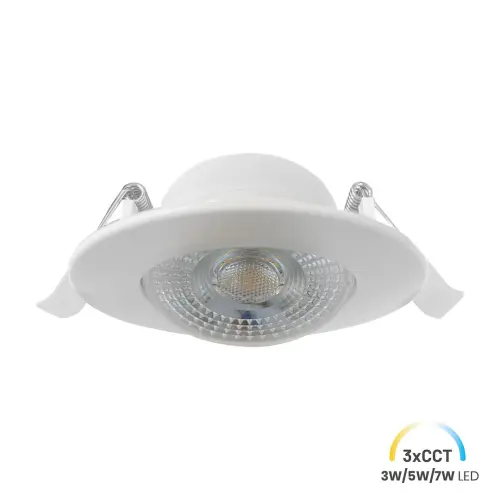 Oczko Sufitowe Okrągłe Ruchome 3/5/7W 3CCT Natynk/Podtynk Biały EKZ2669 Eko-Light