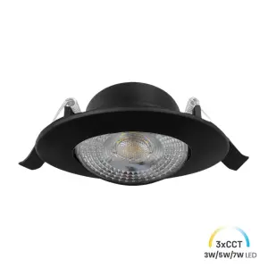 Oczko Sufitowe Okrągłe Ruchome 3/5/7W 3CCT Natynk/Podtynk Czarny EKZ2670 Eko-Light