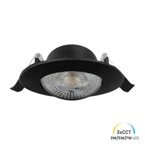 Oczko Sufitowe Okrągłe Ruchome 3/5/7W 3CCT Natynk/Podtynk Czarny EKZ2670 Eko-Light