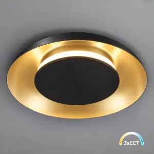 Lampa sufitowa Piattino 15W LED CCT Czarno-złoty ML2940 Milagro