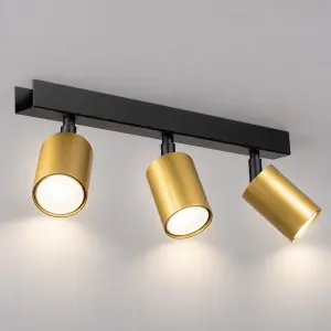 Lampa sufitowa Hudson 3xGU10 Czarno-Złoty MLP0259 Milagro