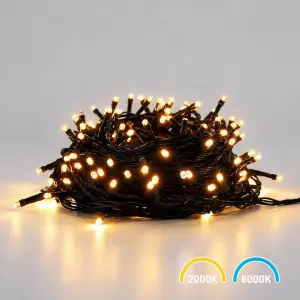 Lampki Choinkowe 200LED 10m 2000K + 6000K Flash IP44 Łączone Max 3 Zestawy EKSW2739 Eko-Light