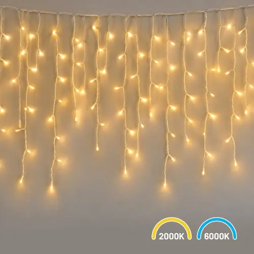Kurtyna Świąteczna 200LED 5m 2000K + 6000K Flash IP44 Biały EKSW2740 Eko-Light