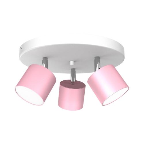 Lampa sufitowa DIXIE okrągła rozeta różowe reflektorki 3xGX53 MLP7612 Milagro